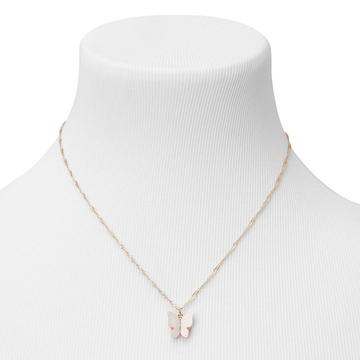 Blush Pink Butterfly Pendant Necklace,