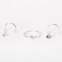 Sterling Silver 22G Crystal Ball Nose Rings - 3 Pack,