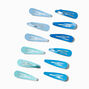 Mixed Blue Glitter Snap Clips - 12 Pack,