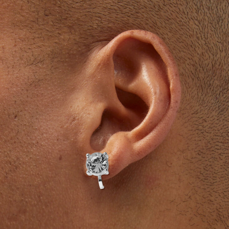 Silver Crystal Pearl Clip On Stud Earrings - 3 Pack,