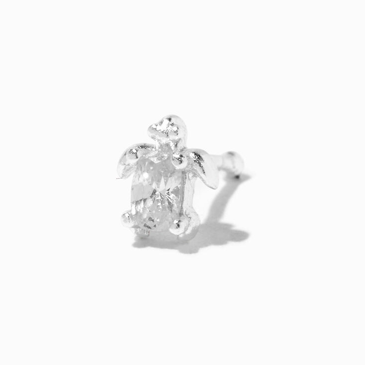 Sterling Silver Cubic Zirconia Sea Turtle Nose Stud,