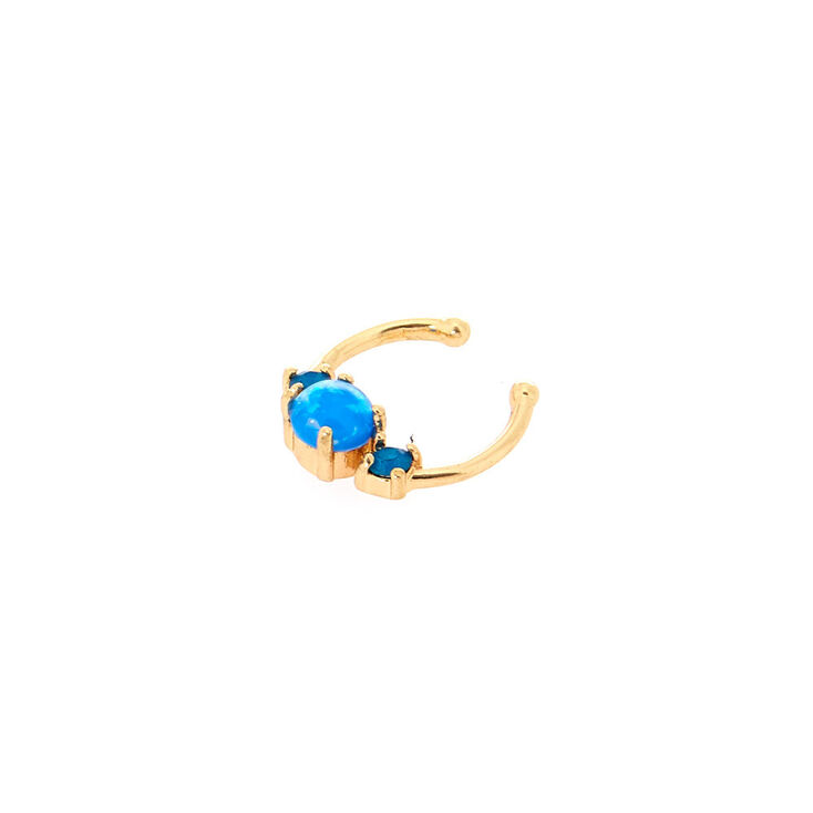 Turquoise Glass Stone Faux Septum Nose Ring,