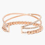 Rose Gold Criss Cross Rhinestone Beaded Cuff Bracelet,