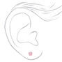 Sterling Silver Cubic Zirconia Round Stud Earrings - Pink, 5MM,