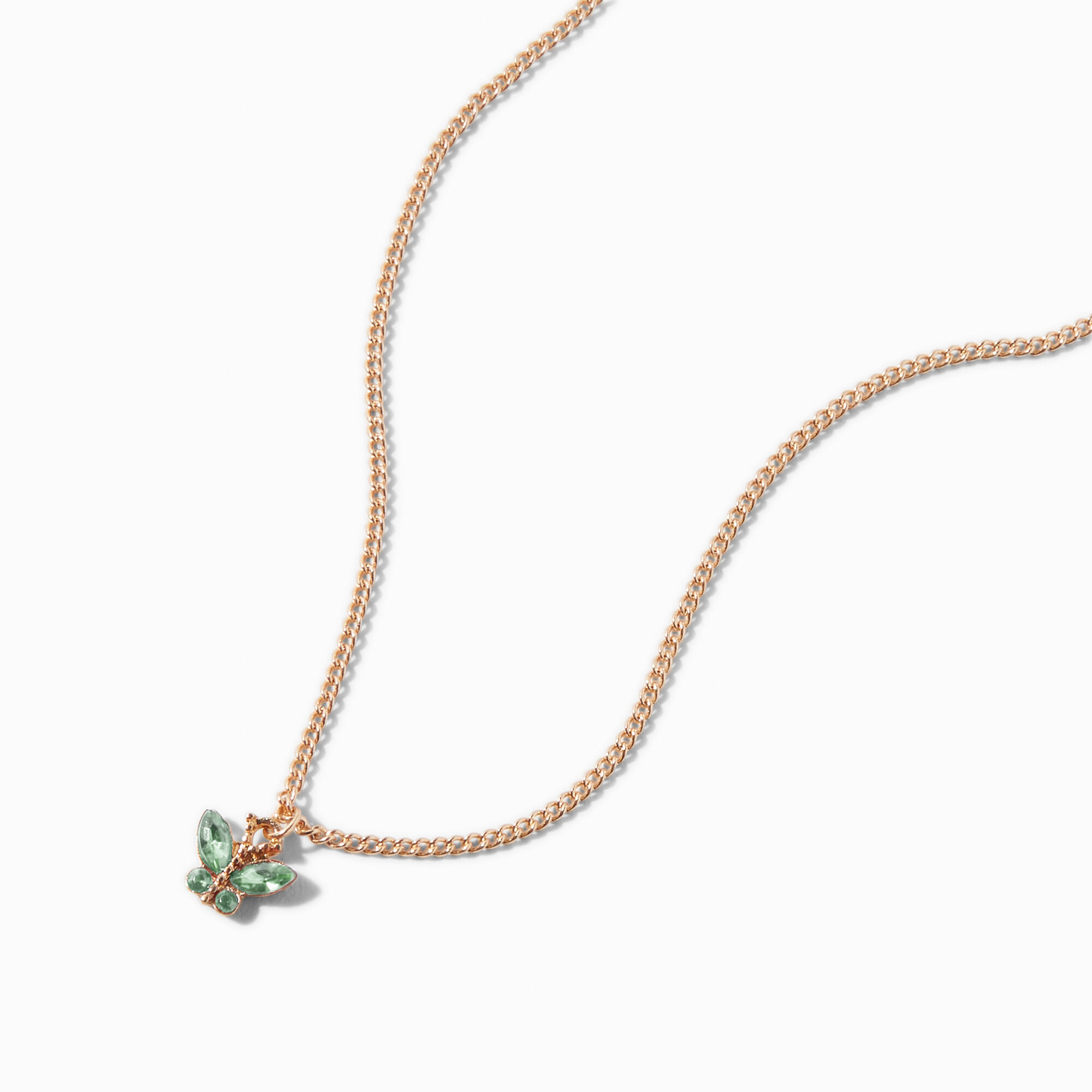 Gold tone Butterfly Birthstone Pendant Necklace August Icing US