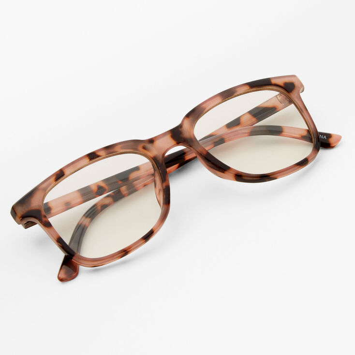 Brown Solar Blue Light Reducing Retro Tortoiseshell Clear Lens Frames,