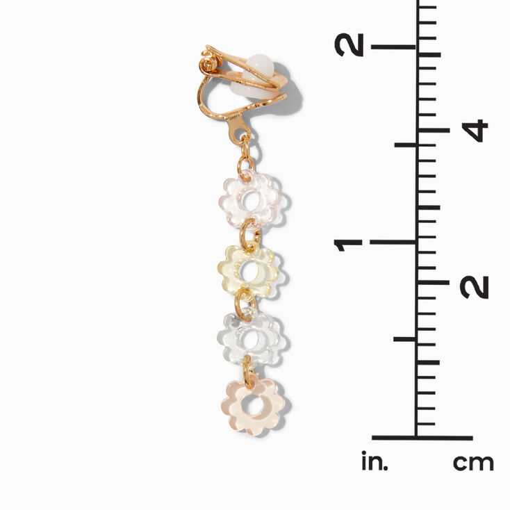 Daisy Chain 2&quot; Linear Clip-On Drop Earrings,
