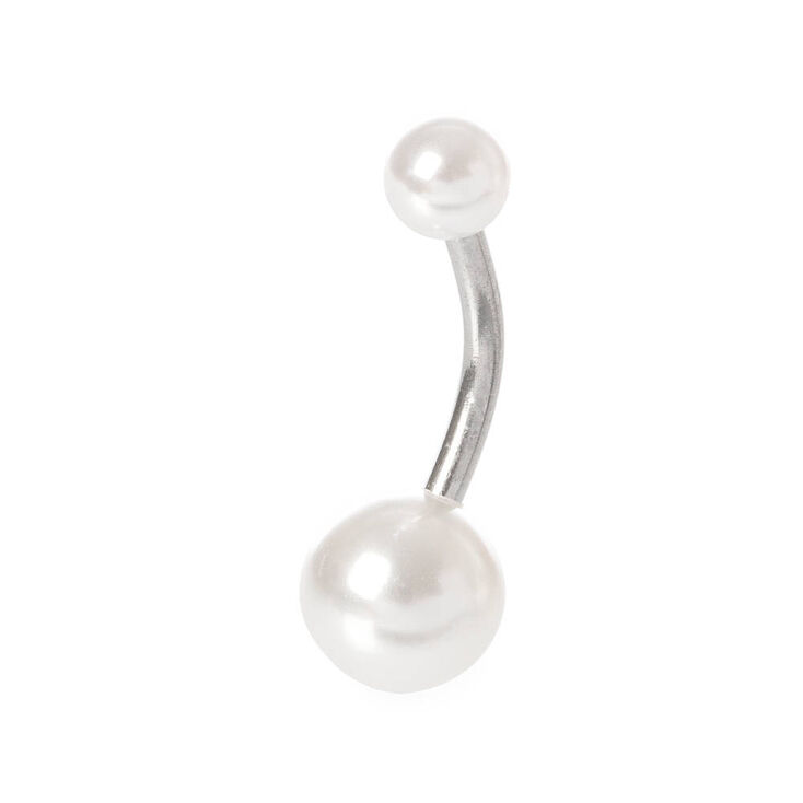 14G Pearl Belly Button Ring,