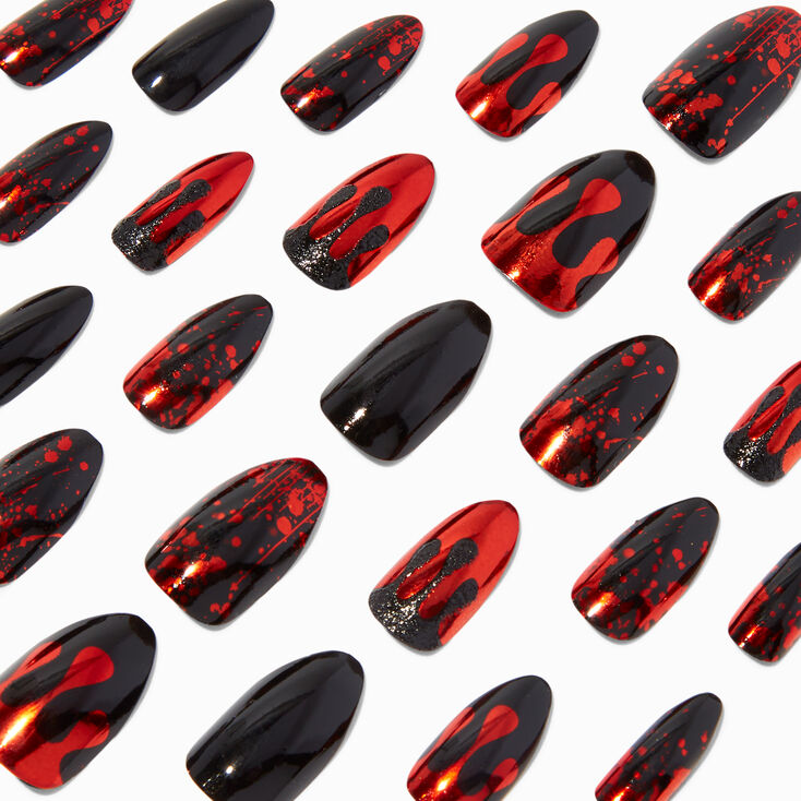 Blood Splatter Stiletto Press On Faux Nail Set - 24 Pack,