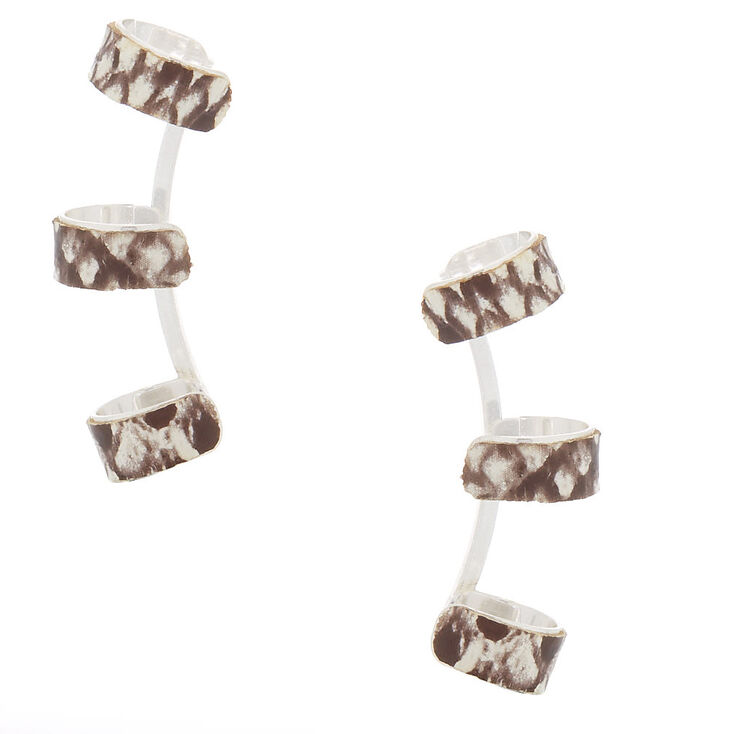 Silver 1.5" Snakeskin Print Ear Cuffs,