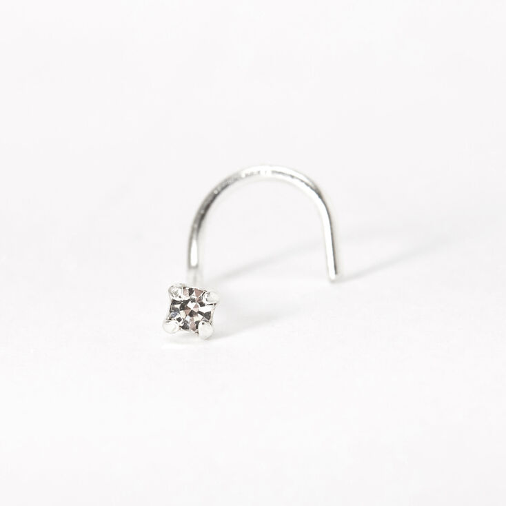 Silver 22G Classic Crystal Nose Stud,