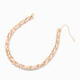 Pink Beaded Woven Gold Choker Necklace,