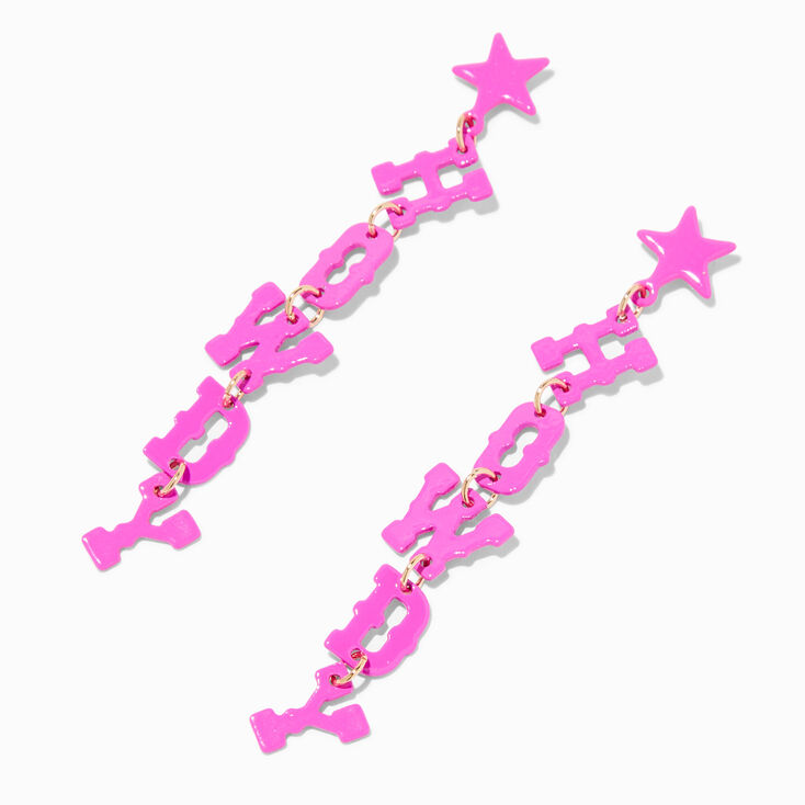 Hot Pink Star Howdy Cutout 2.5&quot; Drop Earrings,