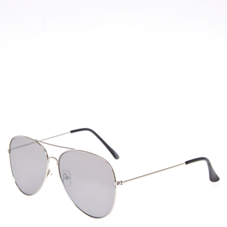 Silver-Tone Aviator Sunglasses,