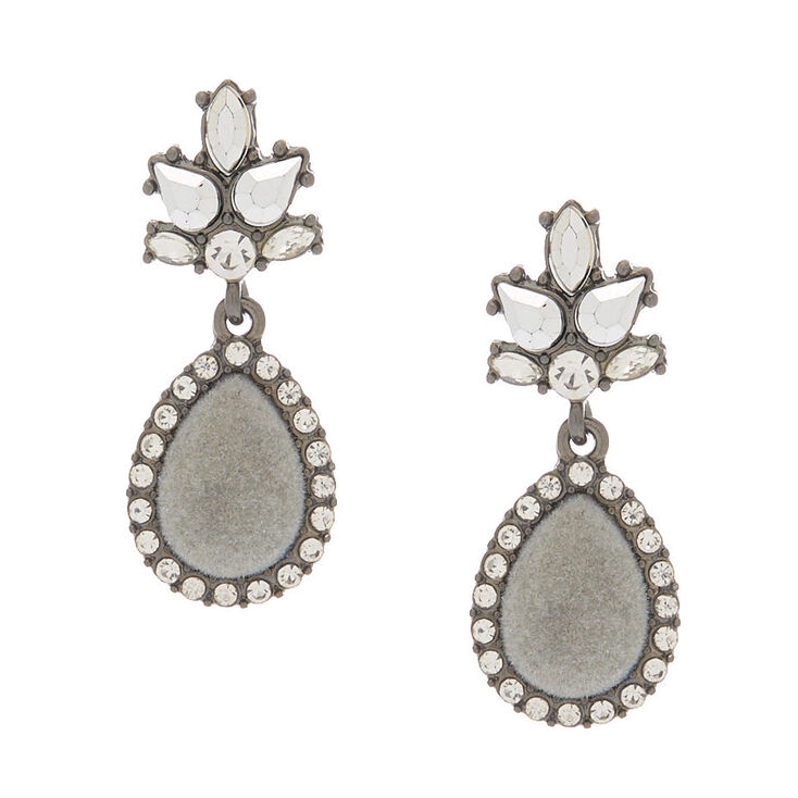 Hematite 1.5" Velvet Glam Teardrop Drop Earrings,