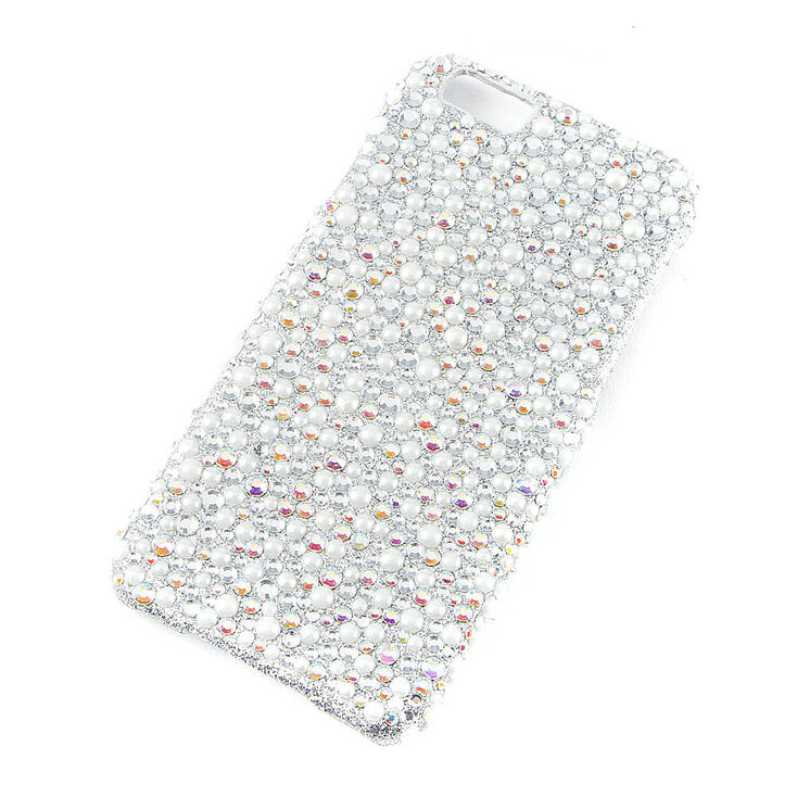 Iridescent Rhinestone & Pearl Phone Case,