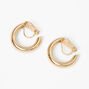 Gold 20MM Tube Clip On Hoop Earrings,