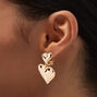 Gold-tone Bubble Heart 1&quot; Clip-On Drop Earrings,