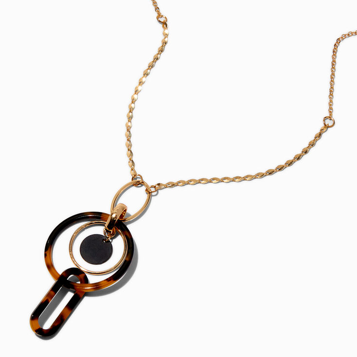 Gold-tone Tortoiseshell Orbit Long Necklace ,