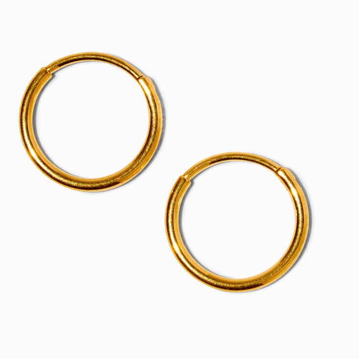 Gold Titanium 10MM Tube Hoop Earrings,