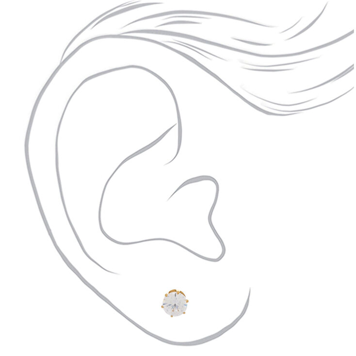 ICING Select Gold-tone Titanium Cubic Zirconia 5MM Round Stud Earrings,