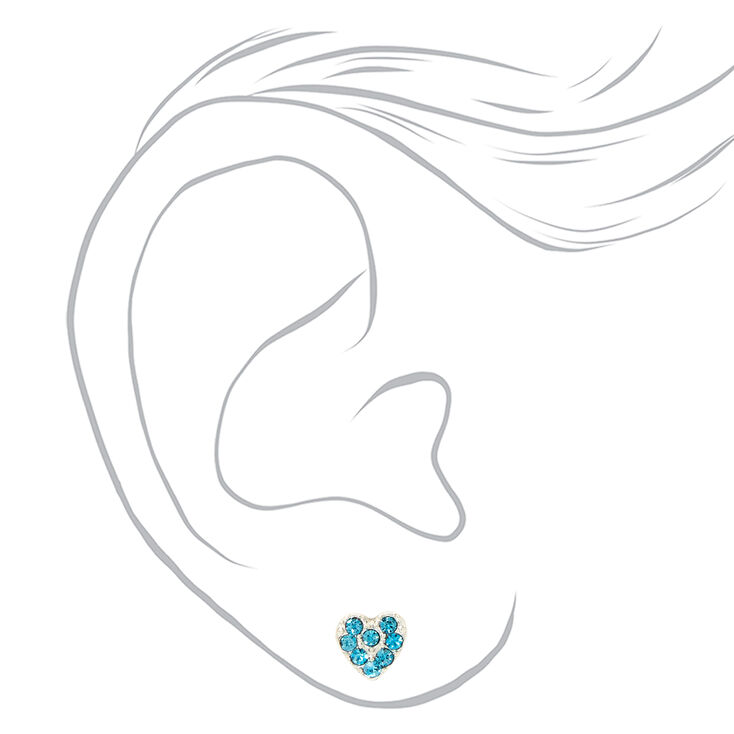 Lovely Hearts Crystal Stud Earrings Set - 6 Pack,