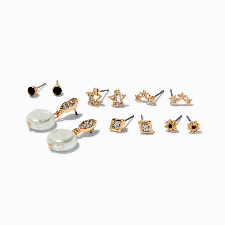 Mixed Metal 20G Flower Gem Nose Ring & Studs - 3 Pack,