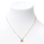 Gold Half Stone Initial Pendant Necklace - M,