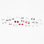 Silver Lovely Romance Stud Earrings - Red, 20 Pack,