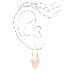 Pink Stone 25MM Gold Hoop Earrings,
