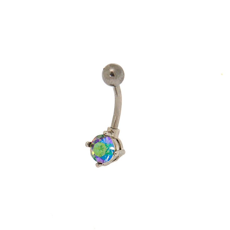 Silver Swarovski® Anodized Stone Belly Ring,