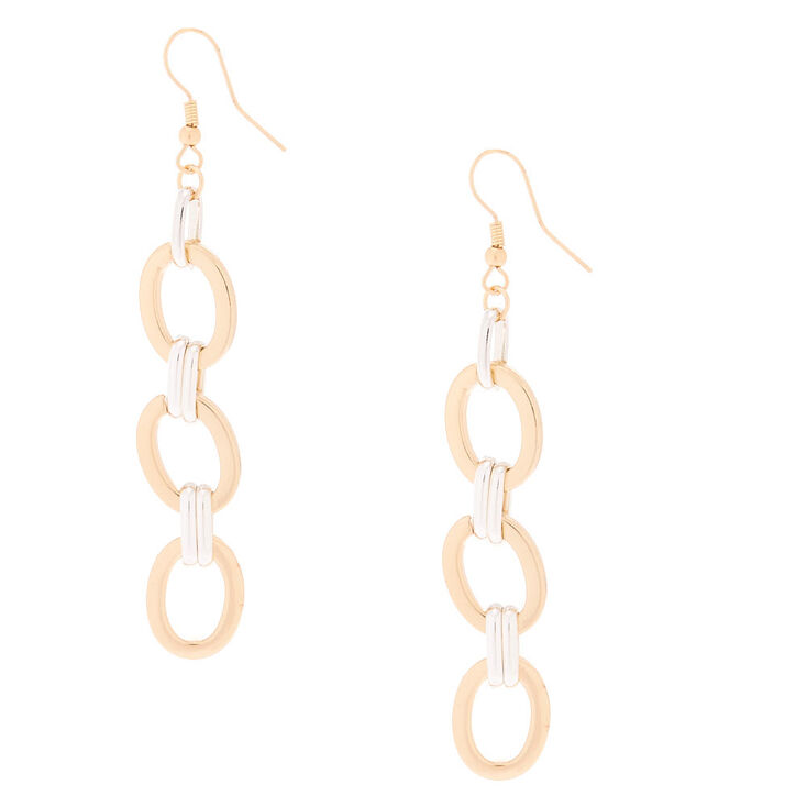 Gold & Silver Chain Drop Earrings,