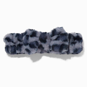 Gray Leopard Furry Makeup Bow Headwrap,