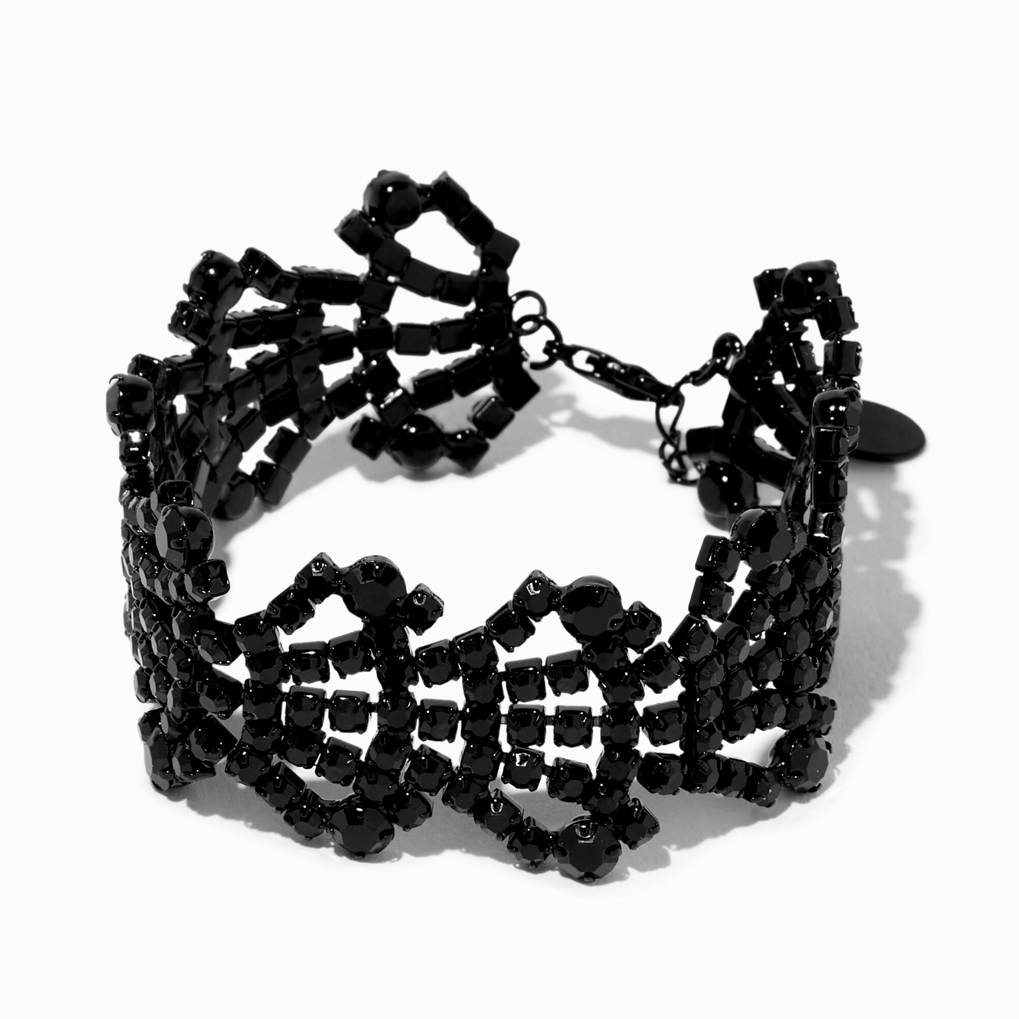 Black Rhinestone Fan Statement Bracelet Icing US