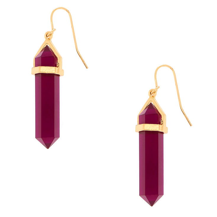 Crystal 1.5" Drop Earrings - Purple,