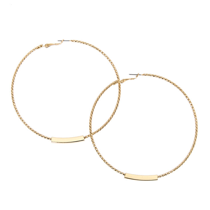 Big Gold Bar Hoop Earrings,