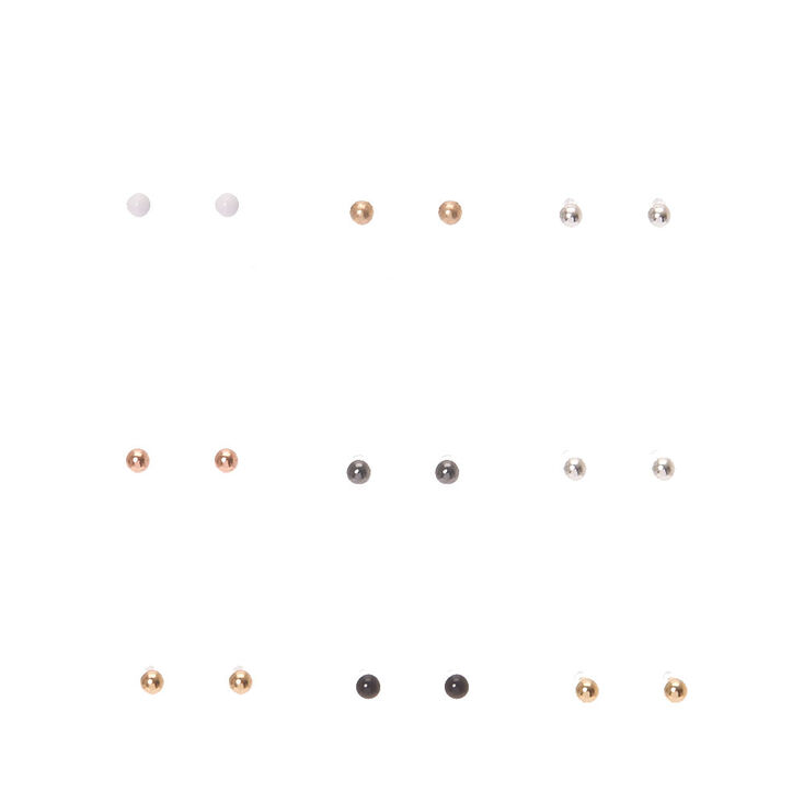 2mm Mixed Metal Ball Stud Earrings,