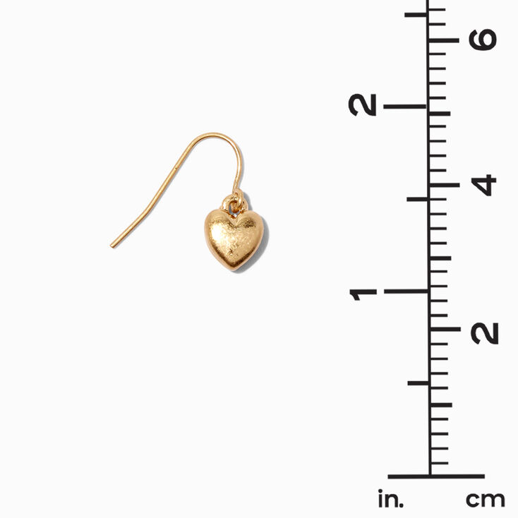 Gold Small Heart 0.5&quot; Drop Earrings,