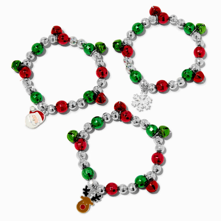 Christmas Jingle Bells Stretch Charm Bracelets - 3 Pack,