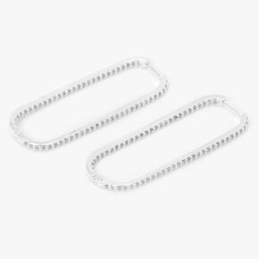 Silver 2&quot; Open Link Rhinestone Drop Earrings,