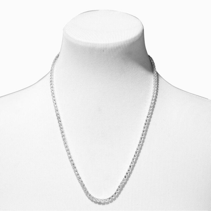 Silver Crystal Chain Necklace,