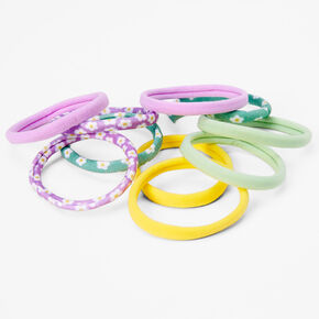 Mixed Pastel Floral Rolled Hair Ties - 10 Pack,