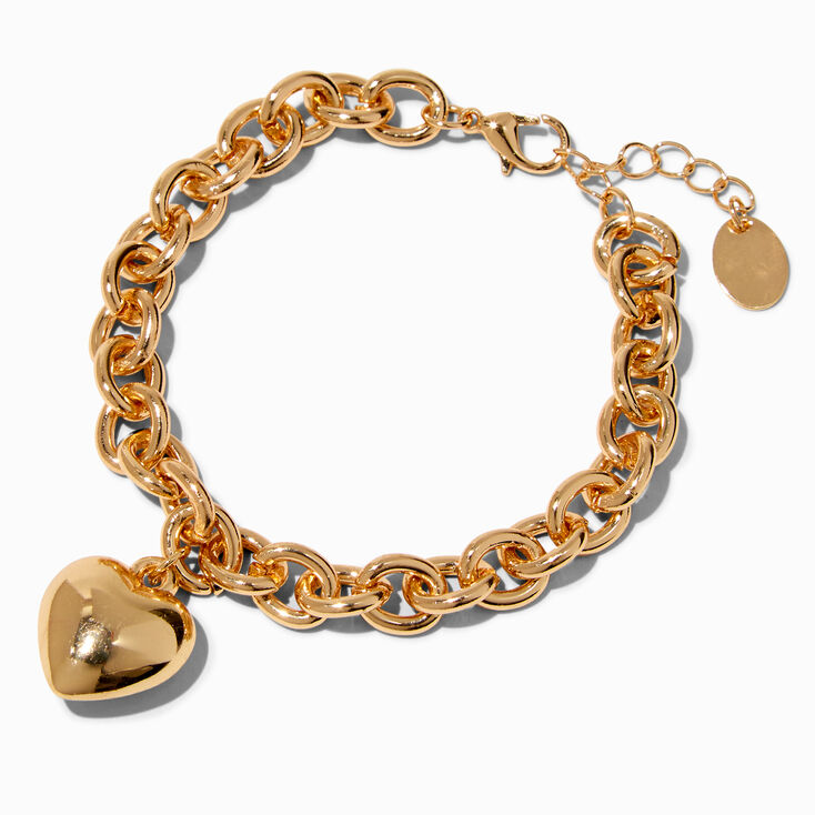Gold-tone Heart Chain Bracelet,