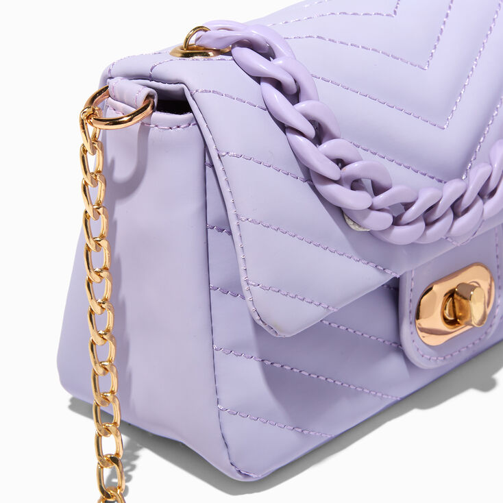 The Chain Link Leather Crossbody Lavendar