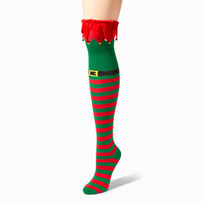 Christmas Elf Over The Knee Socks,