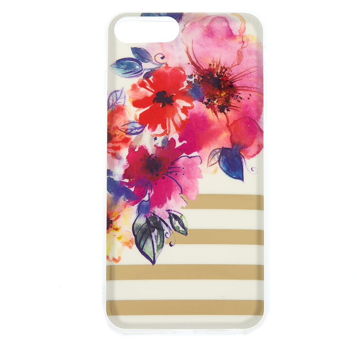Floral & Striped Phone Case - Fits iPhone 6/7/8 Plus,