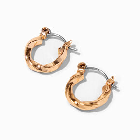 Gold Twisted 10MM Hoop Earrings,
