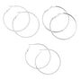 Silver 50MM Hoop Earrings - 3 Pack,