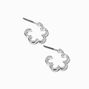 Silver-tone Daisy Outline 10MM Hoop Earrings,