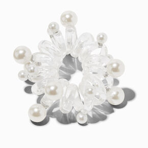 Pearl Embellished Clear Spiral Hair Ties - 2 Pack,